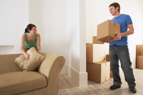 Packed boxes and furniture prepared for house removals in Littleilford